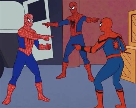 Giphy Meme Generator About Spider-Man Pointing at Spider-Man refers to an image from the 60&x27;s Spider-Man cartoon episode in which two people in Spider-Man costumes are pointing at each other. . Spiderman pointing meme generator